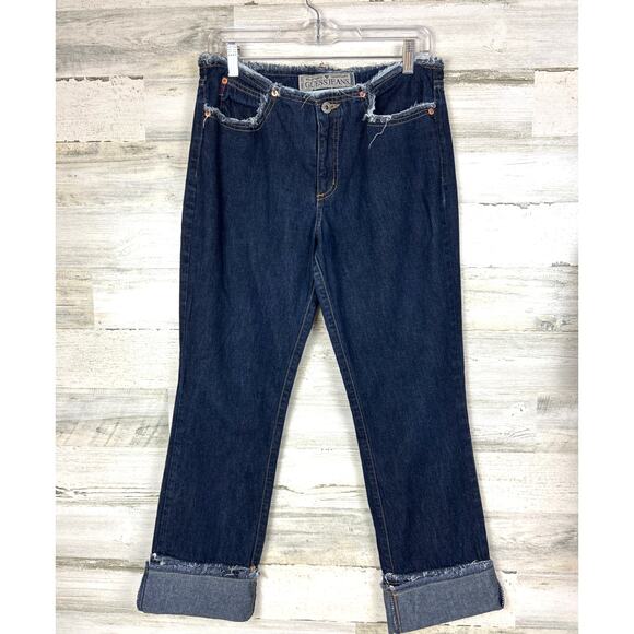 Guess womens 30 Y2K Vintage Distressed Mid Rise Raw Hemline Denim Jeans Pant - Picture 2 of 7